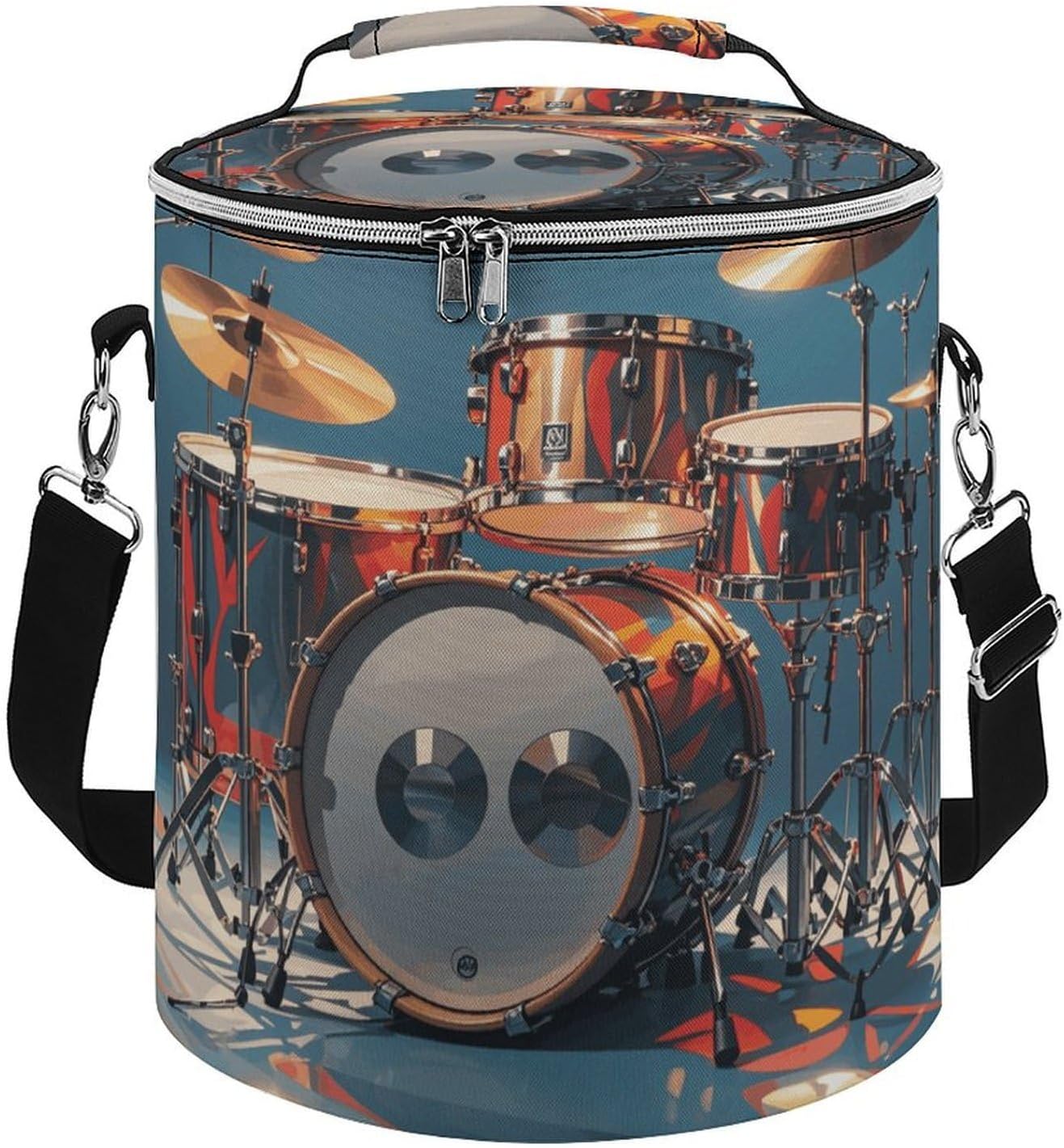 Cool Drum Set Lunch Bag 15L, Insulated Picnic Basket with Leakproof Design - Large Cooler Tote for Camping, Beach, Hiking & Groceries