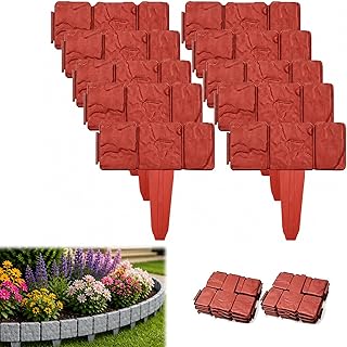 Imitation Stone Garden Fence, Plastic Garden Retaining Edging Border, In...