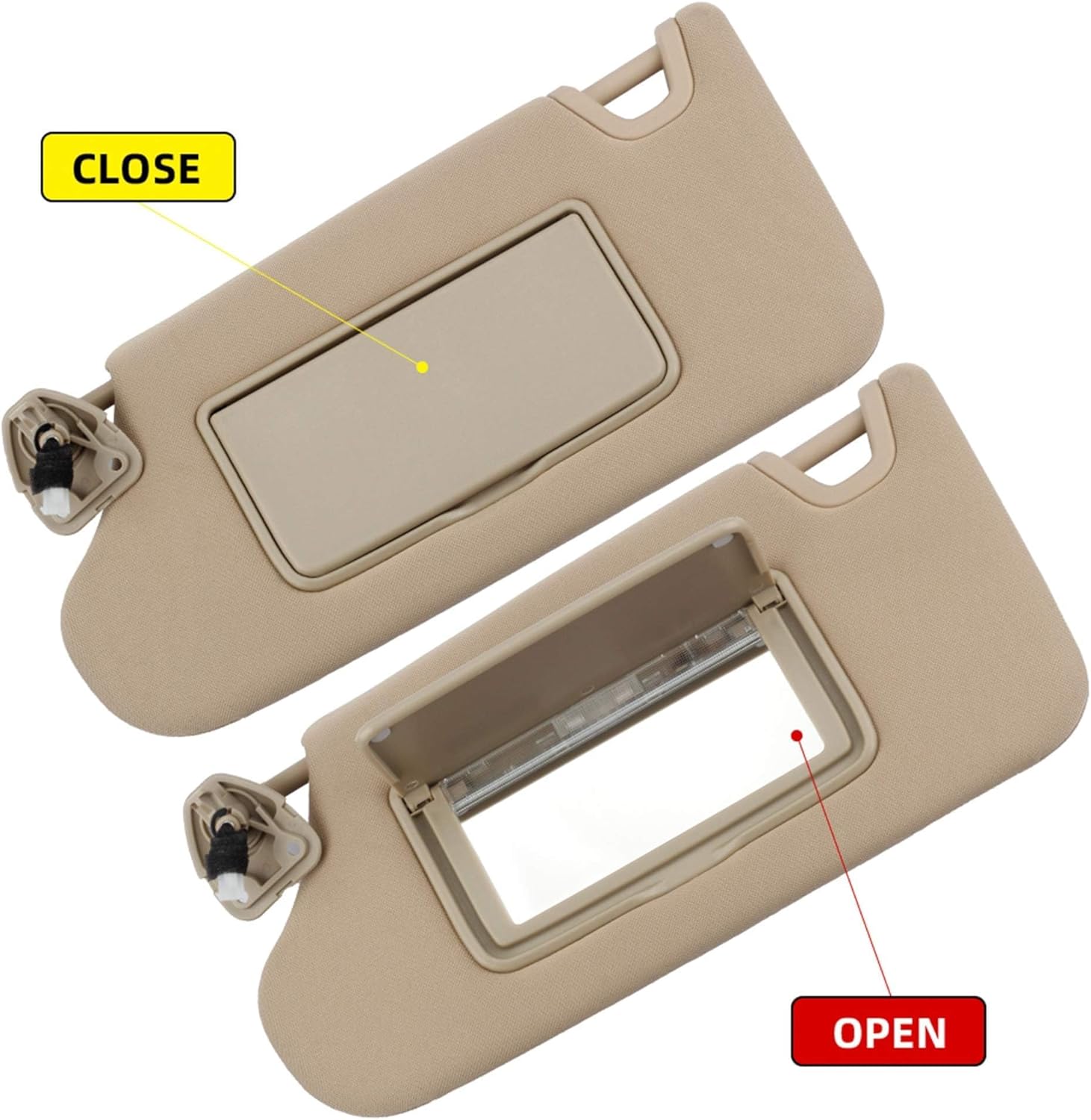 Dasbecan Beige Sun Visor Compatible with Nissan Altima 2013-2018 with Mirror and Vanity Light Without Sunroof Replaces# 96401-3TA2A (Beige Left)