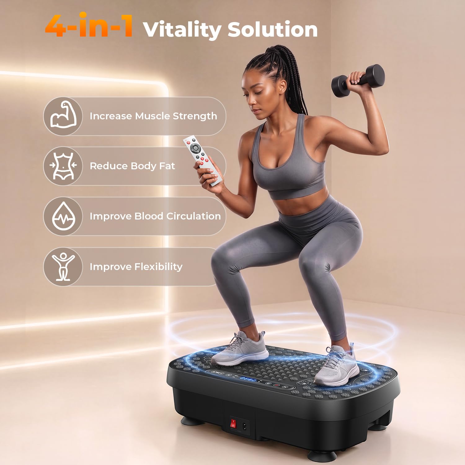 Vibrationsplatte,Vibrationsplatte Testsieger,Rüttelplatte Sport für Zuhause,Vibration Plate 330LBS Belastbar,9 Modi,99 Stufen,Power Plate Vibrationsplatt für Lymphdrainage,Ganzkörpertraining,Abnehmen