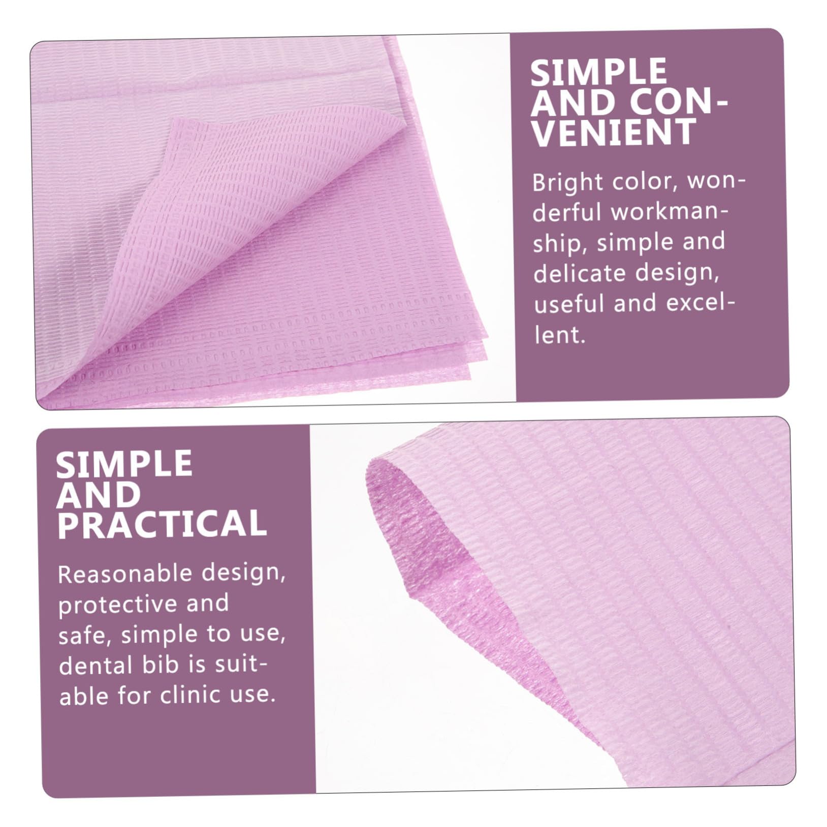 TOPBATHY Bavoirs Dentaires Lot de 125 Pourpre Jetables en Tissu Non Tissé Jetables et Portables pour Usage en Cabinet Dentaire