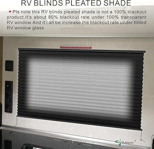 Miniatura 15 de Dulepax Persianas plisadas para autocaravana, 38 pulgadas de ancho x 38 pulgadas de largo, persianas de ventana negras para autocaravana, persianas