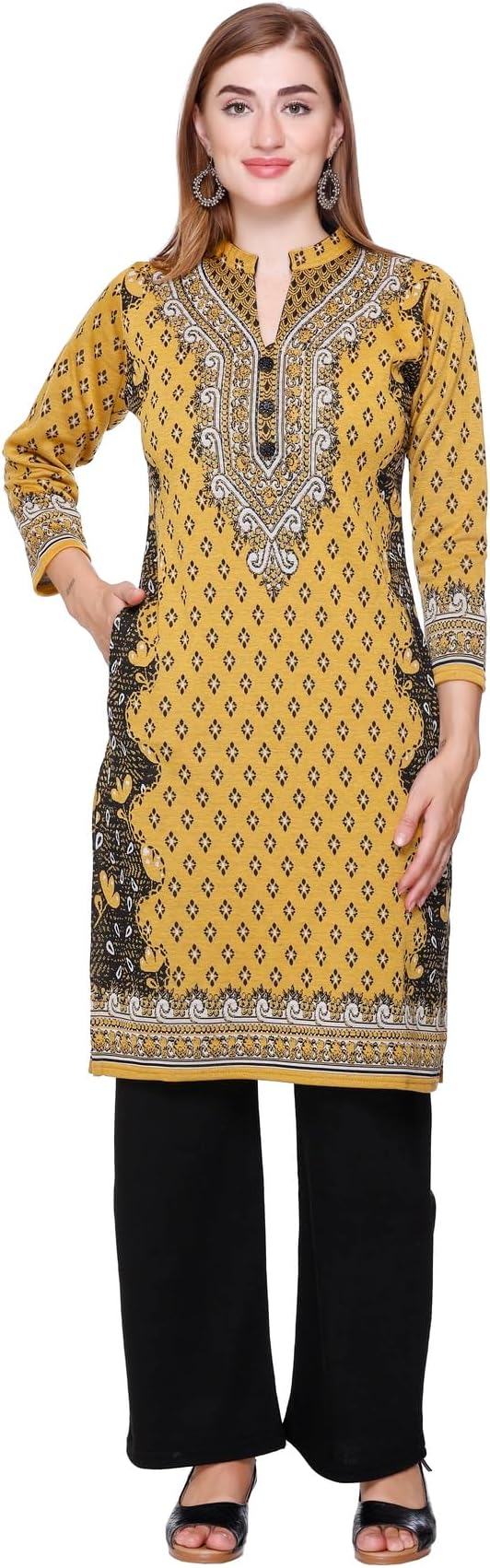 Rosary Women's Woolen Winter Wear Warm Kurta with Palazzo Set (2pc),Peacock,5XL