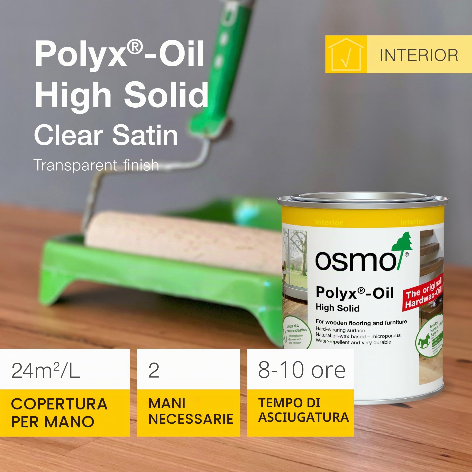Osmo 3032C - Olio Polyx di cera dura da 0,75 litri, colore satinato trasparente