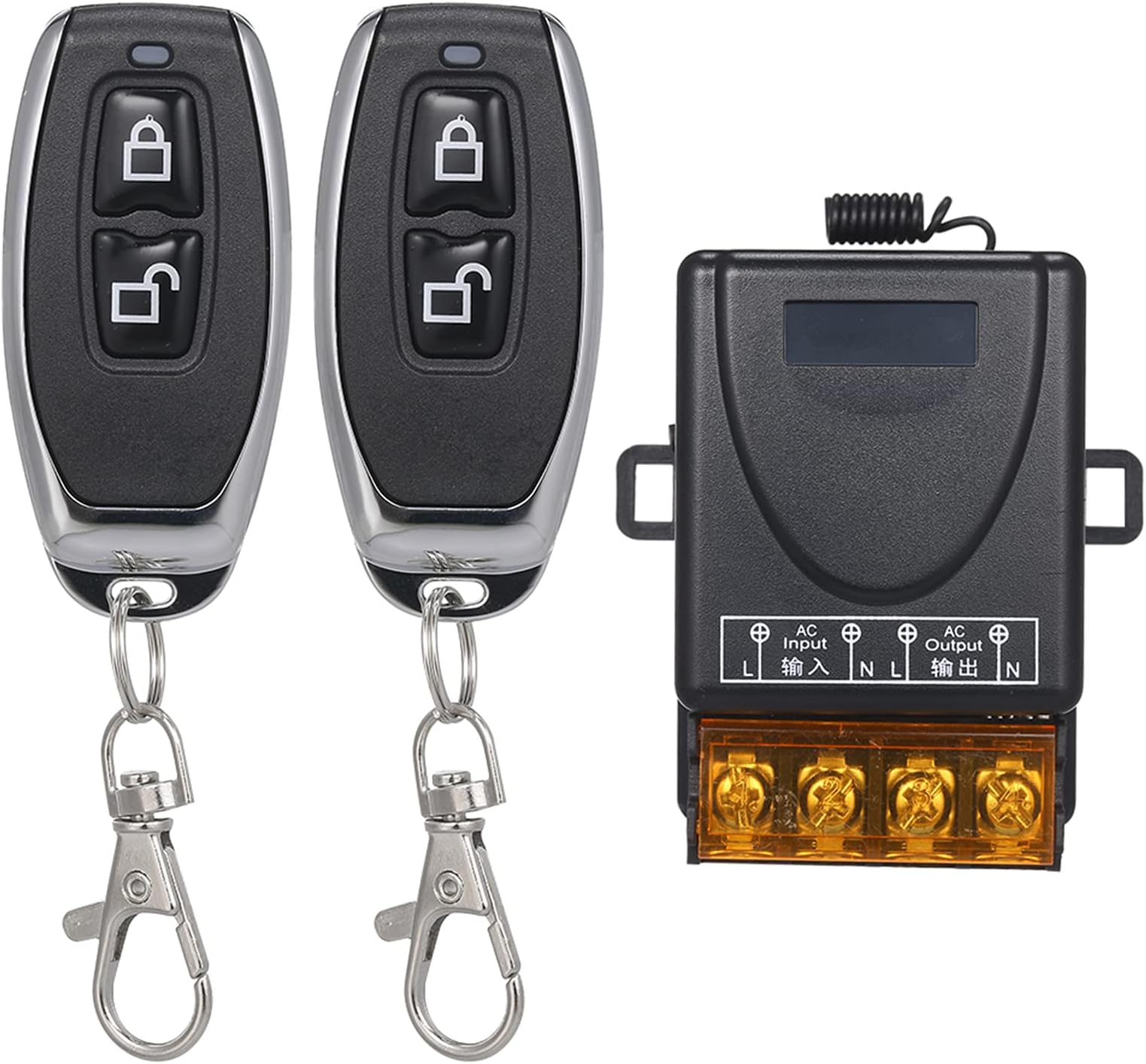 Smart Home 433Mhz AC85-220V 1CH Wireless Remote Switch Relay Receiver Transmitter Universal Remote Control Switch Module and 2PCS RF Transmitter Remote Controls 1527