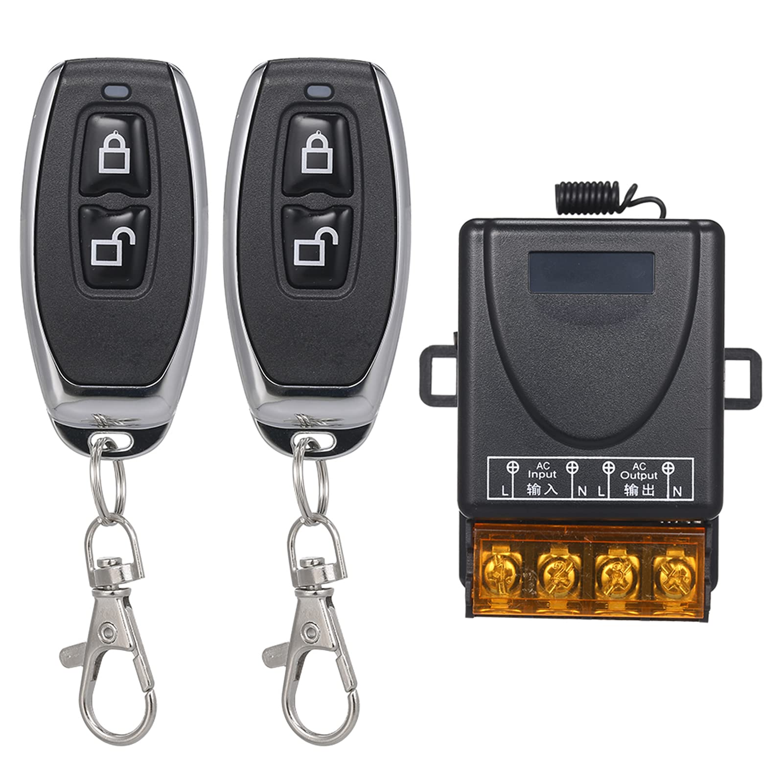 Smart Home 433Mhz AC85-220V 1CH Wireless Remote Switch Relay Receiver Transmitter Universal Remote Control Switch Module and 2PCS RF Transmitter Remote Controls 1527