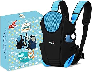 Mom's Pride Baby Carrier Bag for 0 to 18 Month Baby, with 3 Carry Positions for 0 to 18 Months Baby, Max Weight Up to 12 Kgs (Black-Blue)