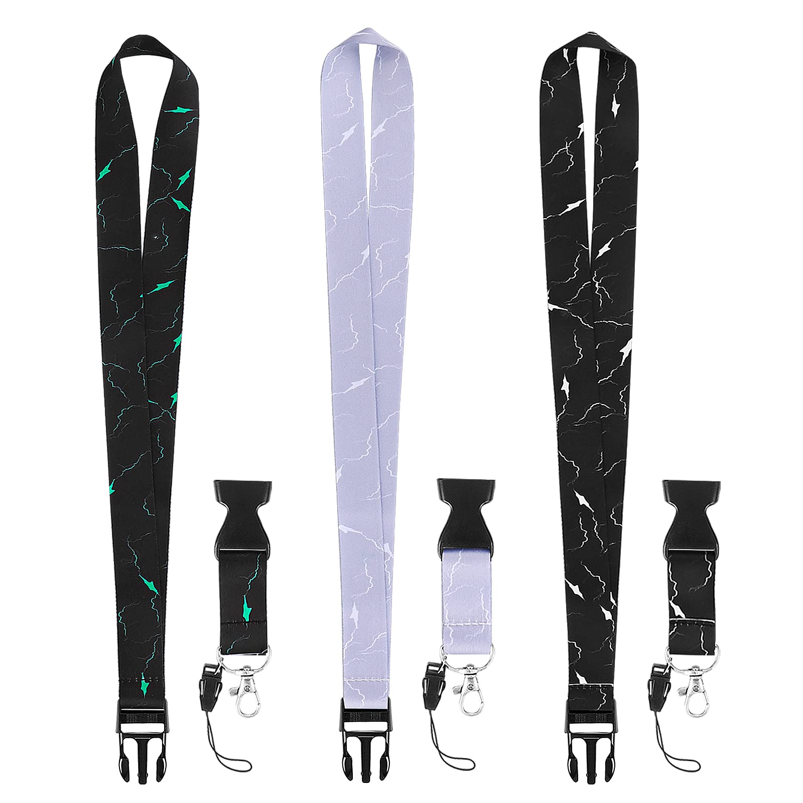 Cobee Cordones para insignia con hebilla de liberación rápida, 3 cordones para mujer, cordón negro resistente con cierre de langosta giratorio, soportes para insignias para profesores, enfermeras