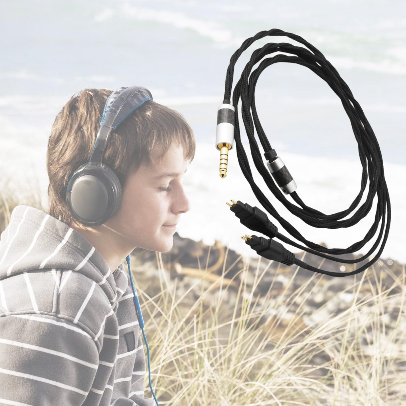 Przedłużacz słuchawek 4,4 mm, elastyczny przewód do słuchawek HD580 / HD600 / HD650 / HD660S / HD58X / HD6XX opcjonalna długość kabla do słuchawek