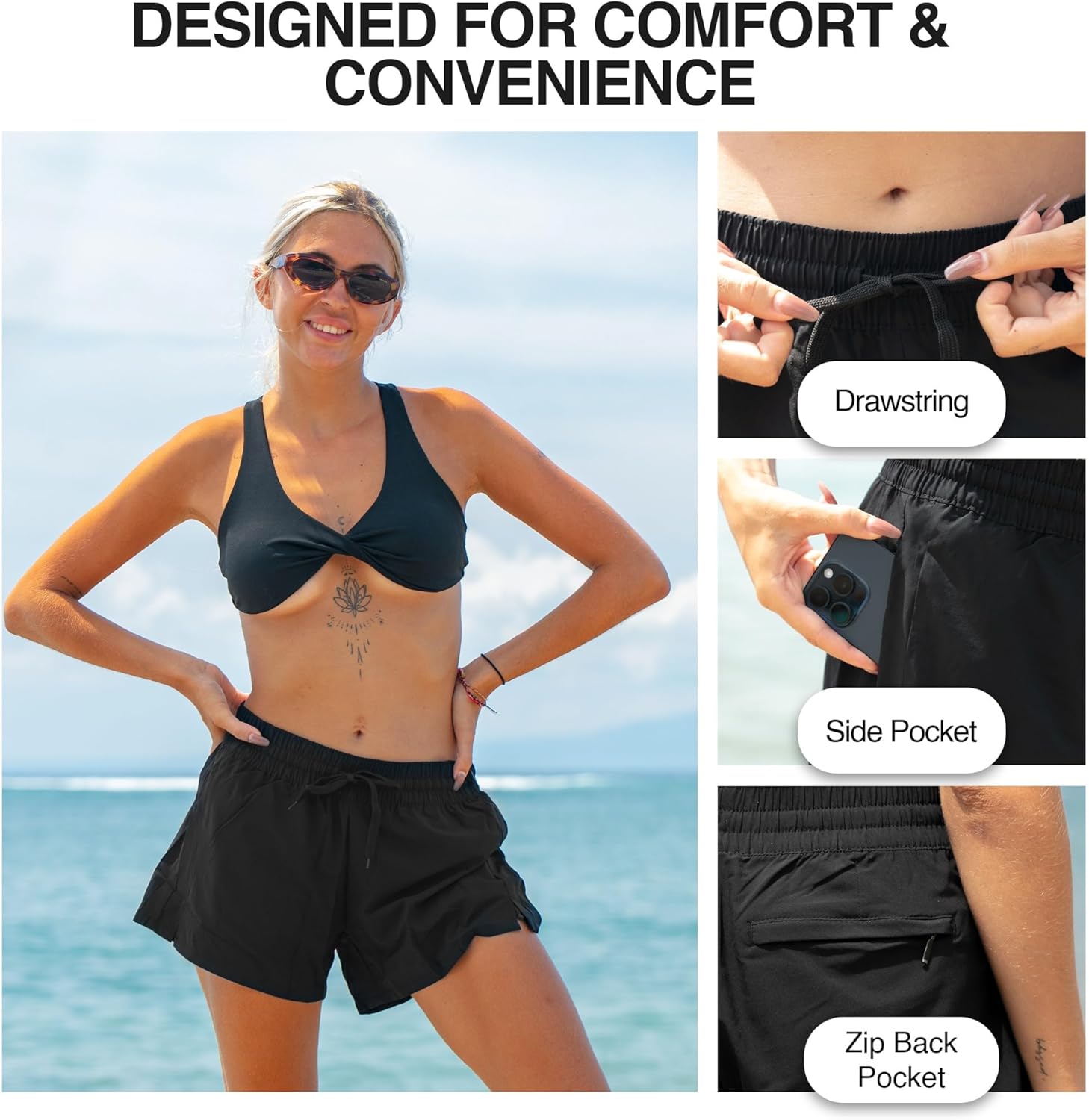 Kanu Surf Women's Darren Stretch UPF 50+ Active Swim and Workout Boardshort