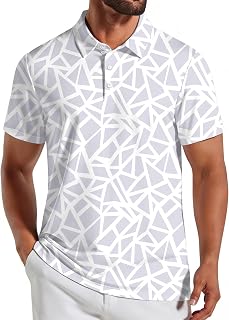 COOFANDY Men's Golf Polo Shirts Short Sleeve Quick Dry Performance Moisture Wicking Golf Shirts Casual Print Collared Shirt