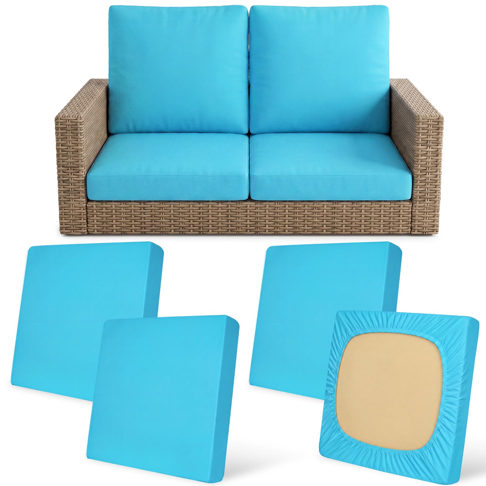 4Pcs Patio Cushion Covers Stretch Outdoor Furniture Protector Slipcovers