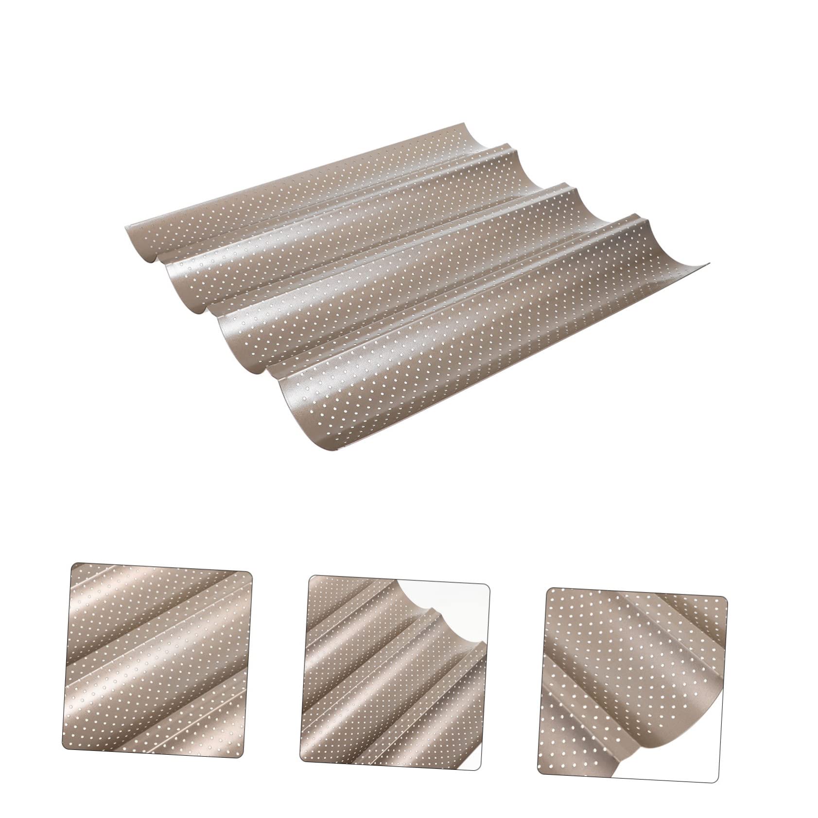LABRIMP Molde Ranuras para Acero Francés Hornear de Carbono Pan al Diseño de 4 Antiadherente Resistente al Calor y Adecuado para Horneado Diario de Baguettes y Pan Integral
