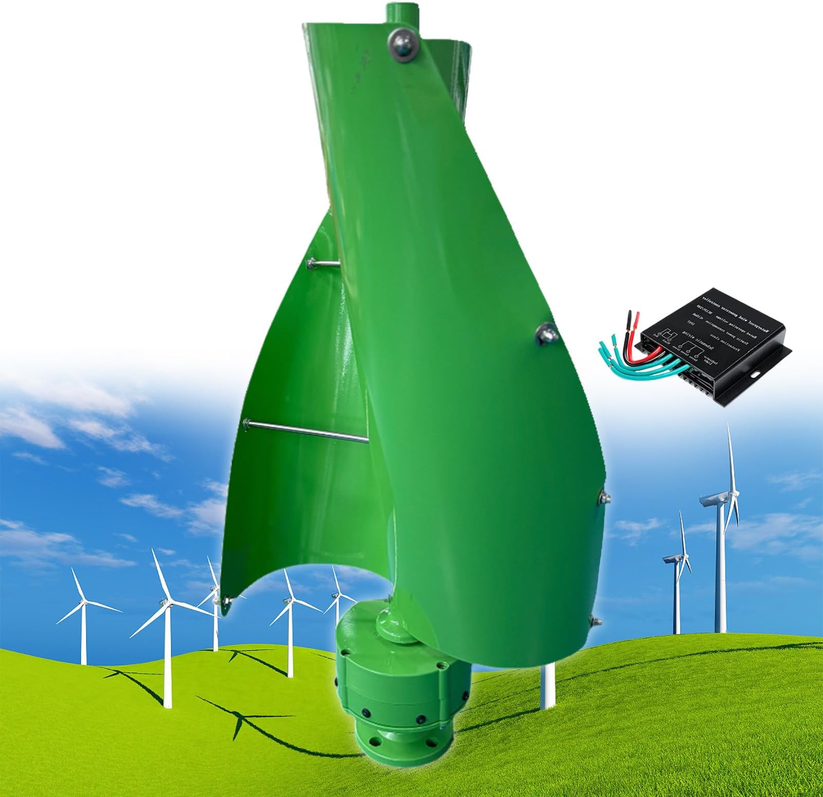 12000W Wind Turbine Helix Generator Kit, Maglev Shaft Wind Turbine Generator, Vertical Windmill 3-Phase Wind Power Turbine, for Household Power Supply, Road Infrastructure,B-12V