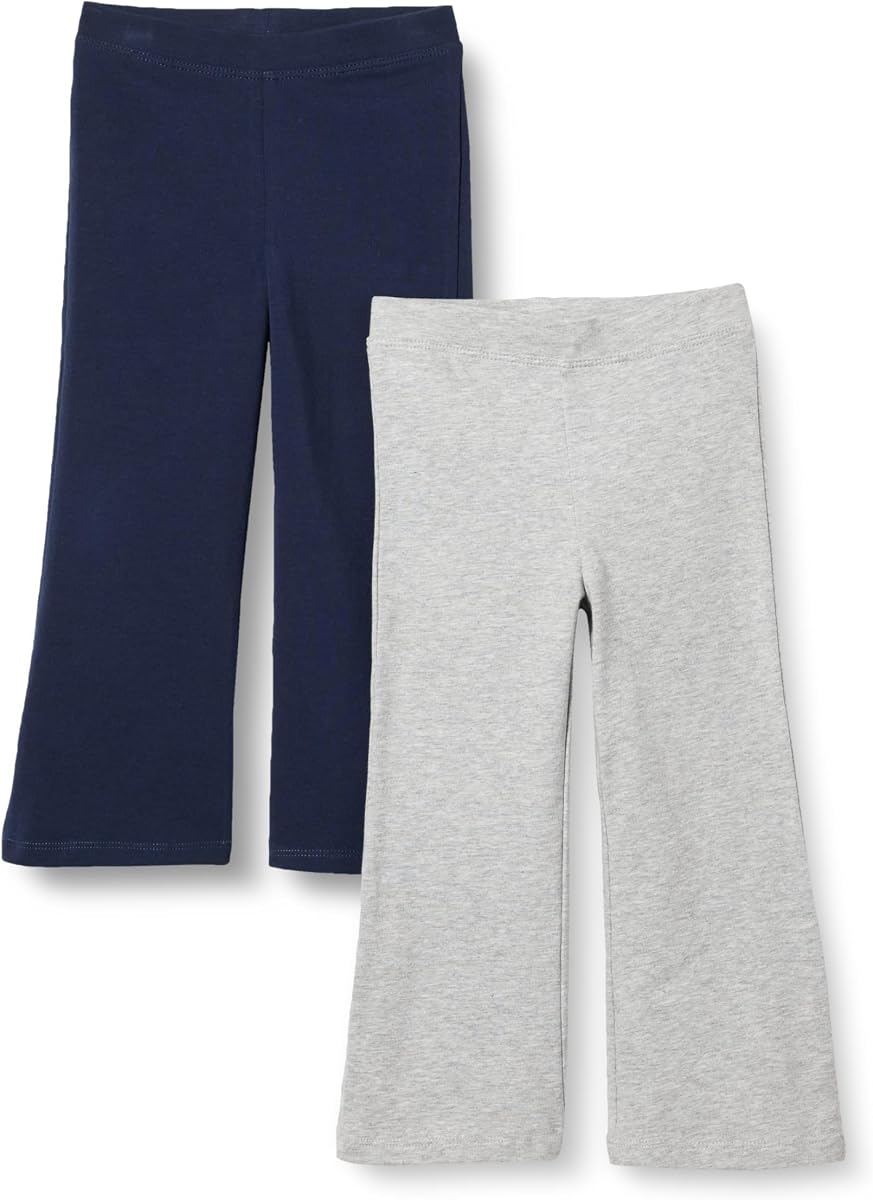 Girls and Toddlers' Slim-Fit Cotton Knit Flare Leggings, Pull On, Pack of 2