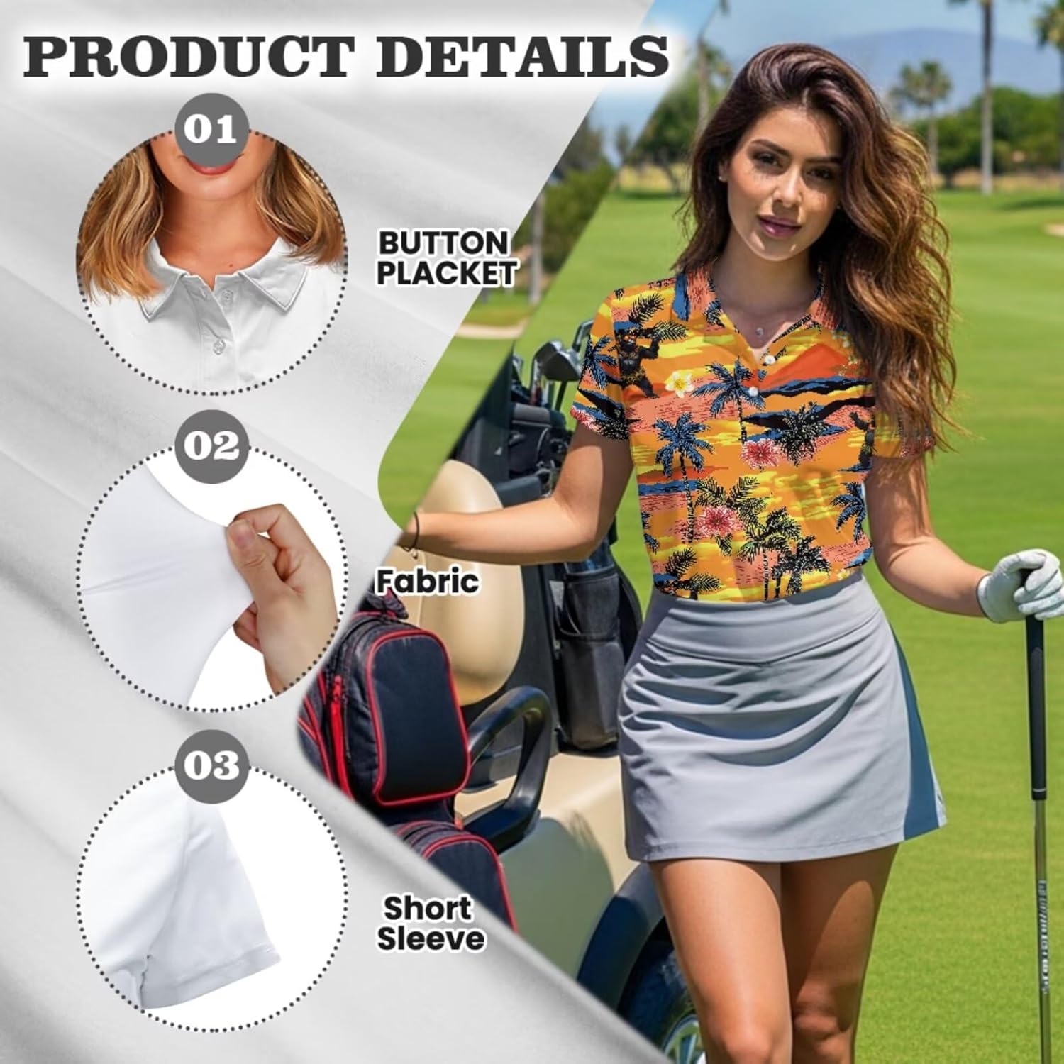 POLERO Women Golf Shirts and Sun Visor Short Sleeve Tennis Tops for Women Collared Shirt Outfits