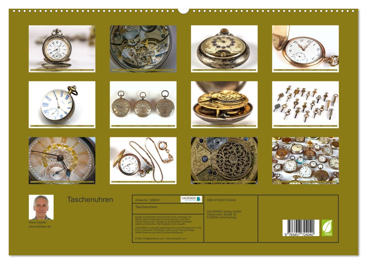 Taschenuhren (hochwertiger Premium Wandkalender 2026 DIN A2 quer), Kunstdruck in Hochglanz: Der Kalender für Liebhaber und Sammler von Taschenuhren. (CALVENDO Hobbys)