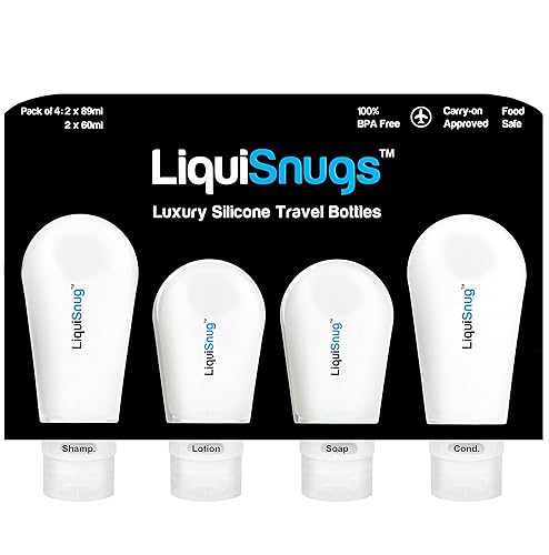 LiquiSnugs, 100% a prueba de fugas, botellas de viaje, de silicona (3unidades), aprobado por TSA,por TravelSnugs