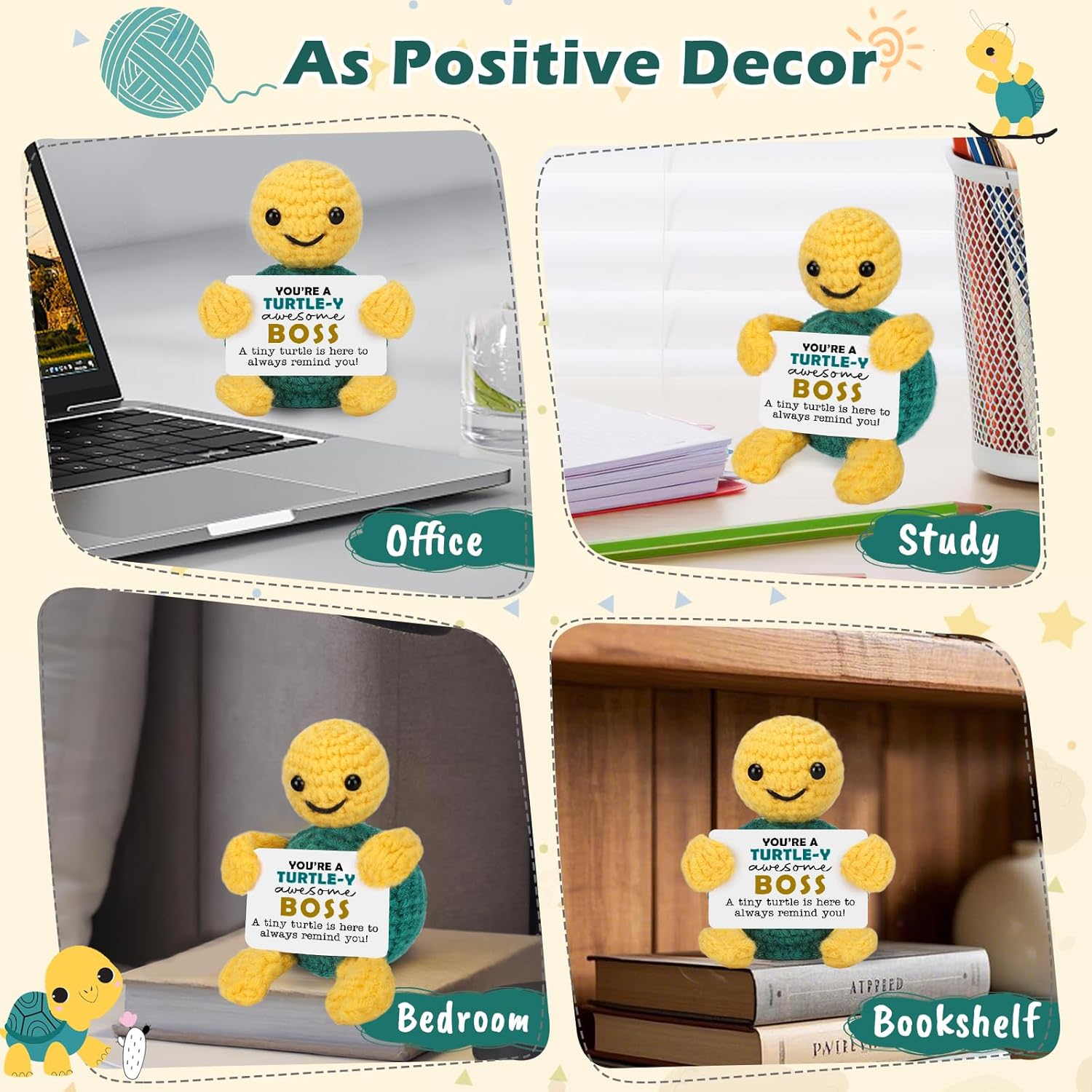 Funny Boss Gifts for Women Men, Bosses Lady Female Male Gifts from Employee Coworkers, Birthday Appreciation Office Gift for Supervisor Manager Decor Desk Accessories, Cute Crochet Turtle - Image 6