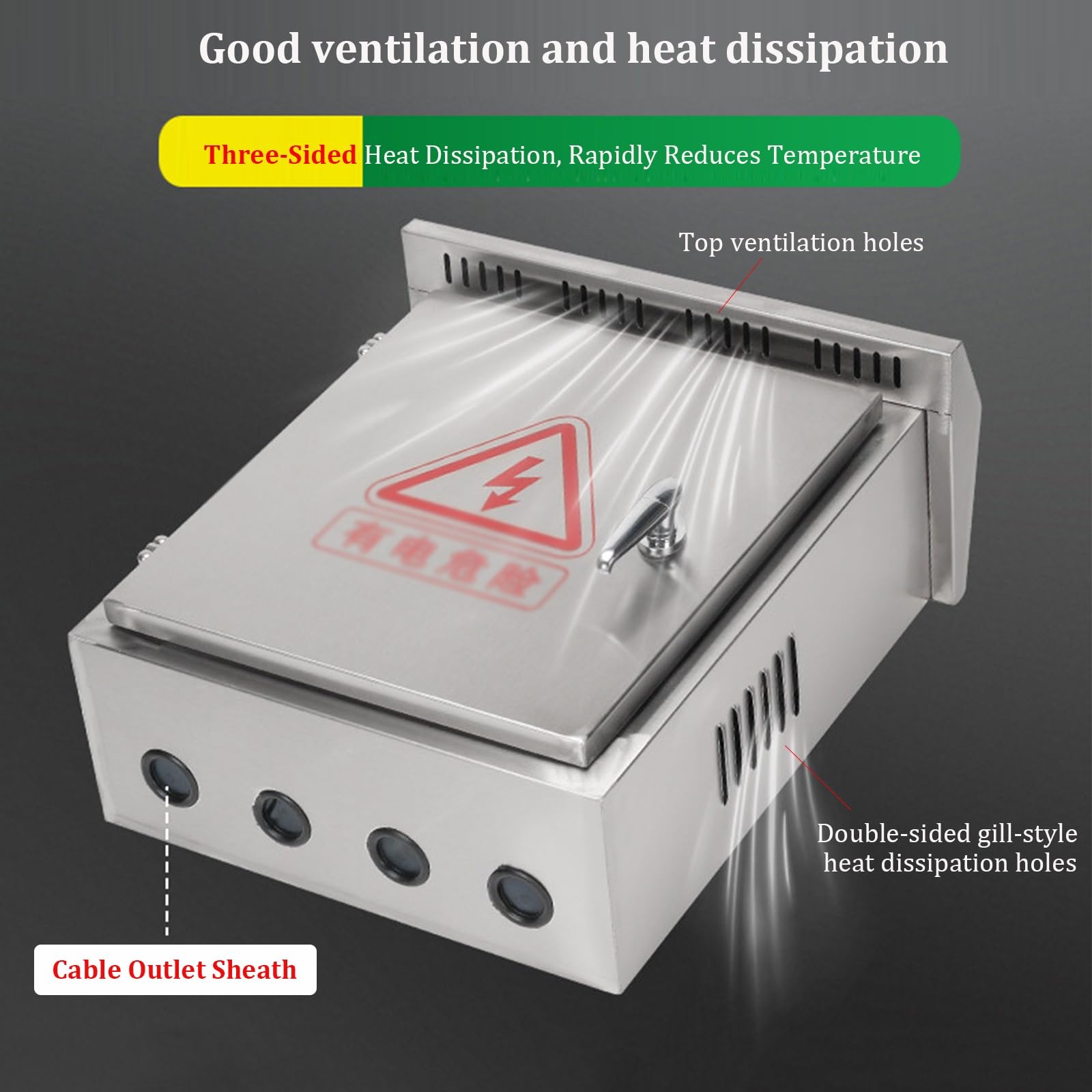 Scatola di recinzione elettrica resistente alle intemperie con piastra di montaggio e dissipazione del calore, chiudibile a chiave, per interni ed esterni