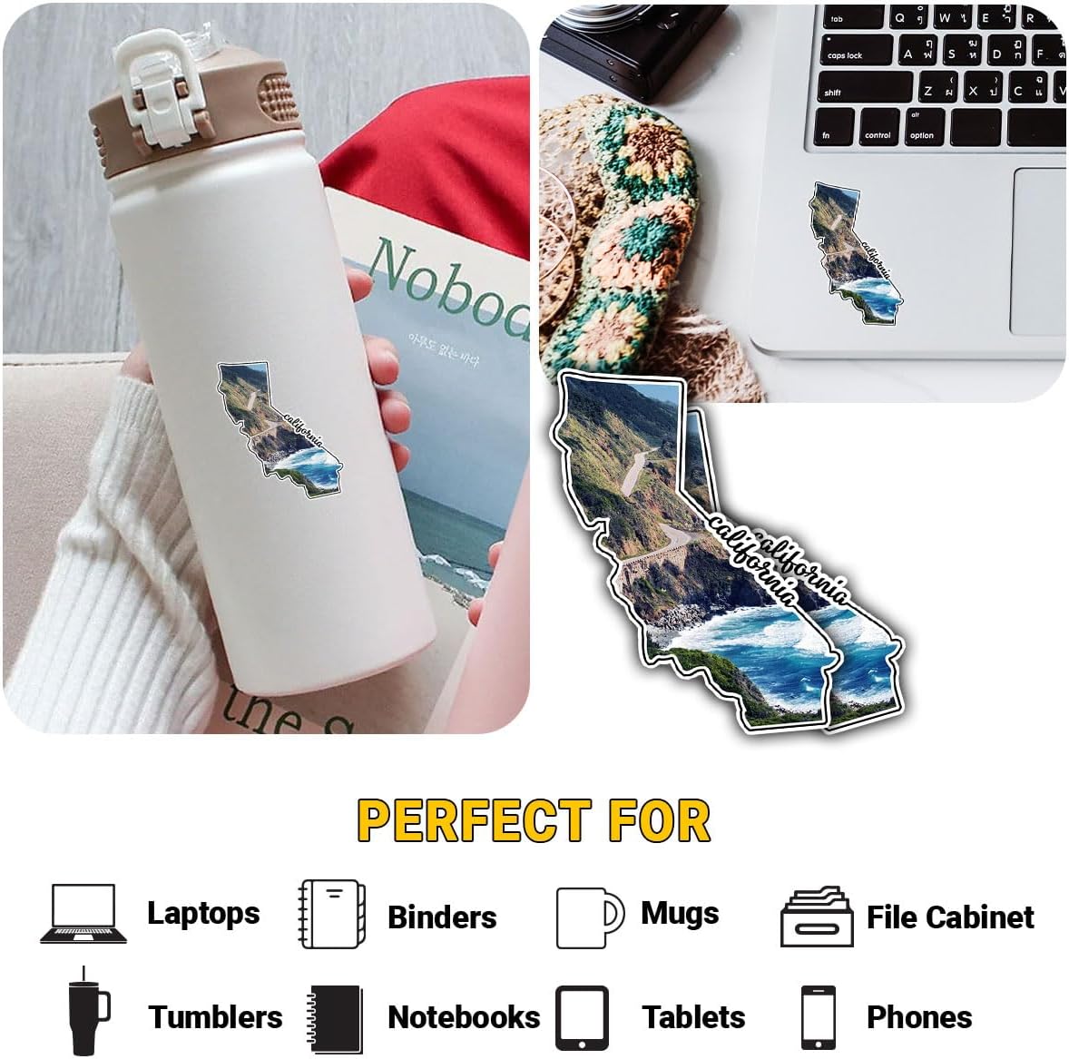 3 Pcs California Landscape Sticker – Scenic West Coast Nature Vinyl Decal Waterproof for Laptop, Water Bottle, Car, Travel Journal – Gift for California Lovers and Outdoor Adventurers – 3 Inch - Image 4