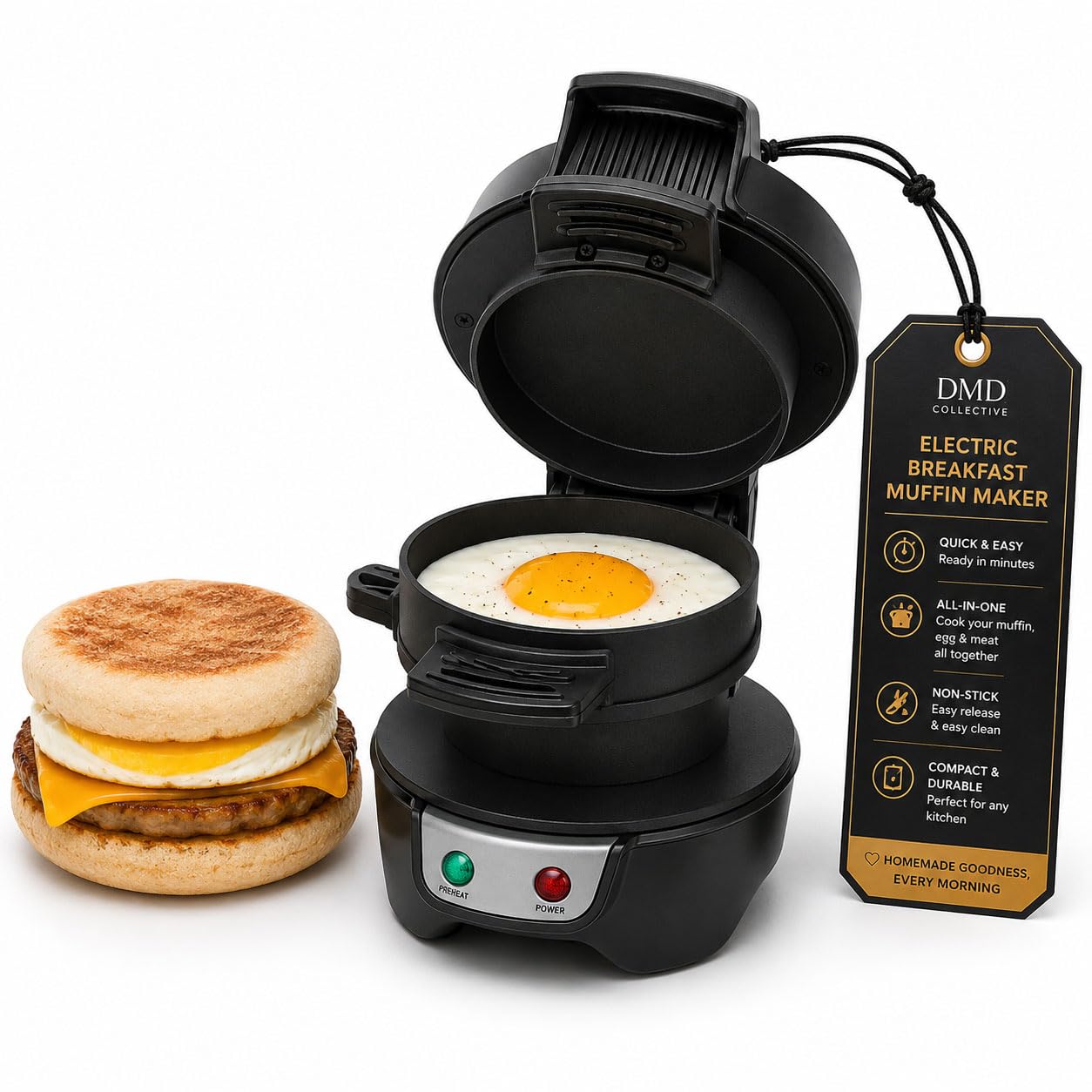 DMD Collective - Sandwich Maker, Grilled Toastie Maker, Breakfast Muffin