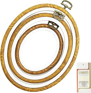 3 Stück Kreuzstich Rahmen Verschiedene Größen Stickerei Rahmen Rund Stickrahmen Set Kunststoff Mini Stickring Stickerei Ring für DIY Kreuzstich-Produktion und Display,Ovales Stickrahmen-Set