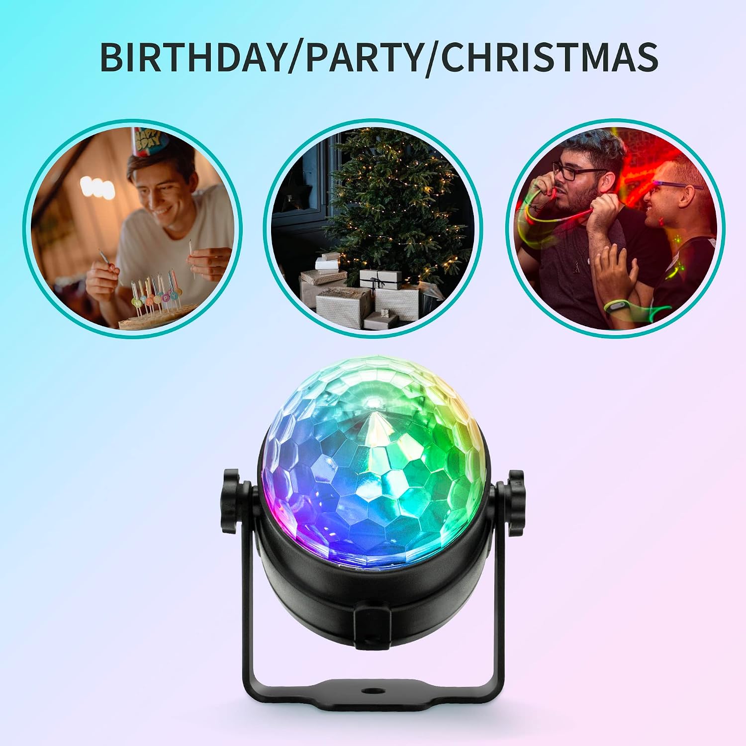 [3-Pack] Party Lights, DJ Disco Ball Strobe 7 Colors Sound Activated Stage Light with Remote Control for Karaoke, Kids, Festival Celebration Birthday Xmas Wedding Bar Club