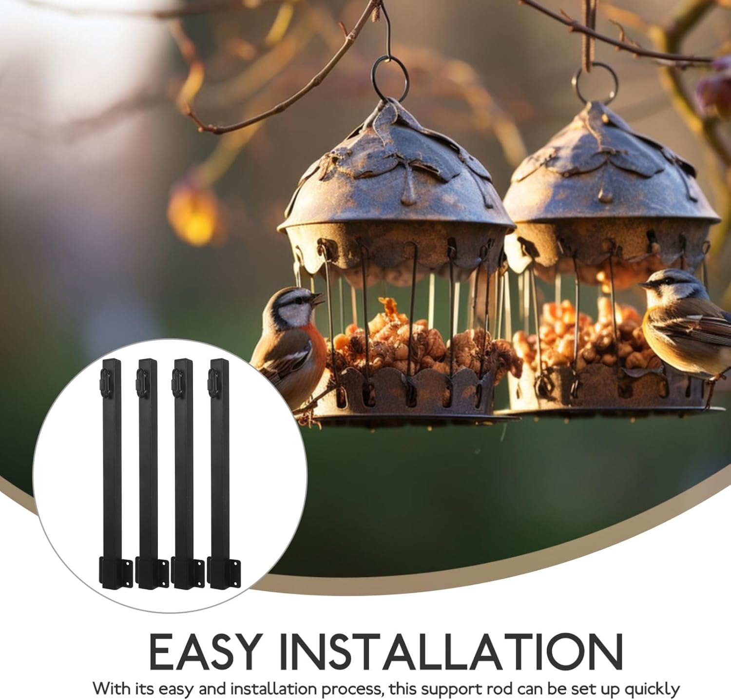 4pcs Outdoor String Light Poles Durable Hanger for Bird Feeders Light Strings Support Rods for Patios Gardens and Fences