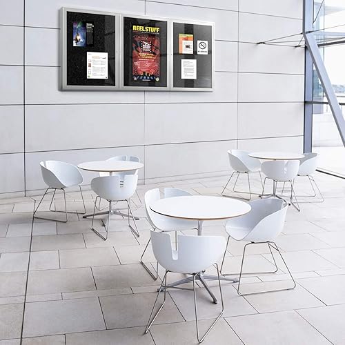 Vista 22 de Ghent Tablero de anuncios cerrado de goma reciclada de 2 puertas de 36 x 48 pulgadas, interiores, resiste roturas, con cerradura, marco de aluminio