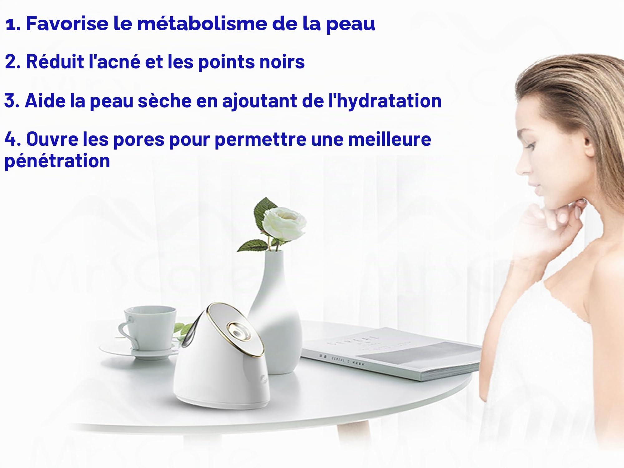 Vaporisateur facial extensible nano ionique 360 degrés humidificateur chaud nettoyage peau spa