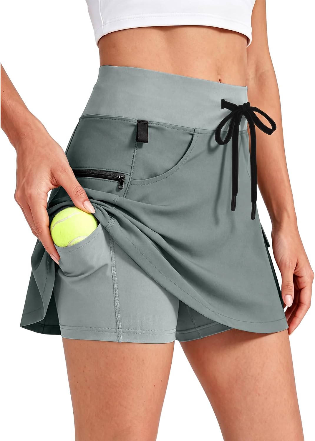 Skorts for Women with Pockets, Cargo Skort - High Waisted, Zipper Pockets & Liner for Golf, Hiking, Tennis, Pickleball