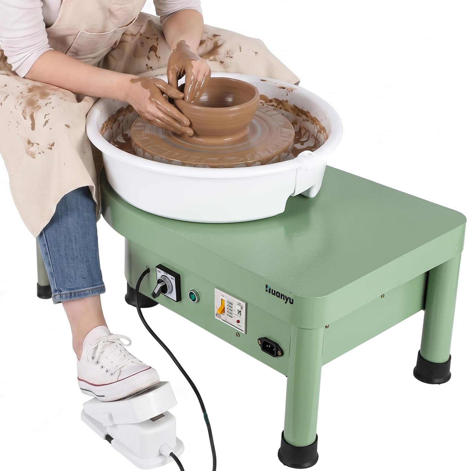 Huanyu Ruota in ceramica da 25,4 cm con pedale, macchina elettrica per ceramica con bacino staccabile per studi di ceramica/casa ceramica fai da te/scuola di formazione in ceramica Natale