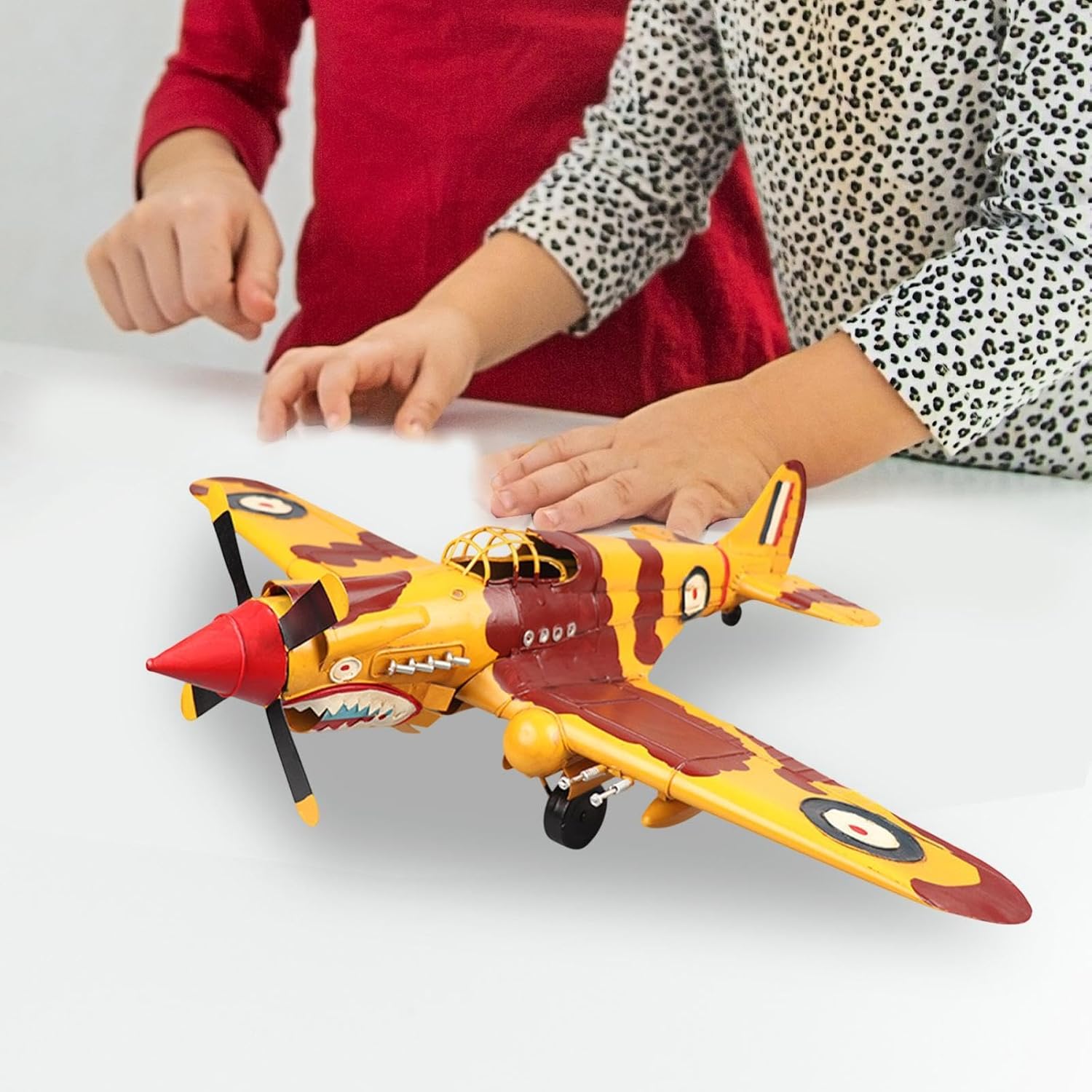 Metal Airplane Model,Plane Model Collectible Fighter Model Aircraft Model for Bedroom TV Cabinet Home Shelf Living Room, Yellow