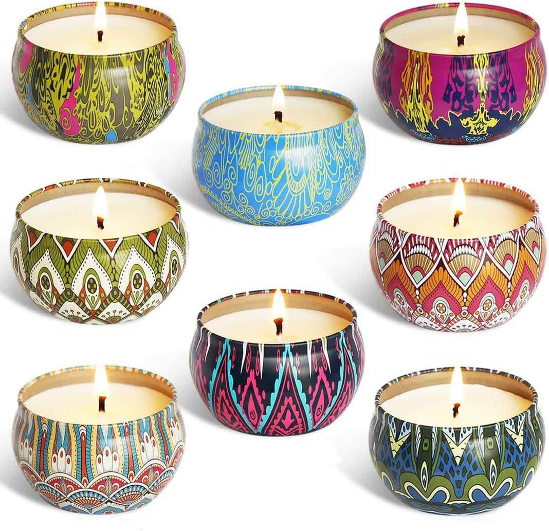 Aromatherapy Luxury Scented Candles Essential Oils Gift for Women Highly Scented & Long Lasting Balance, Harmony,Meditation, Relaxation Your OWN SPA Candles Gift Set of 8