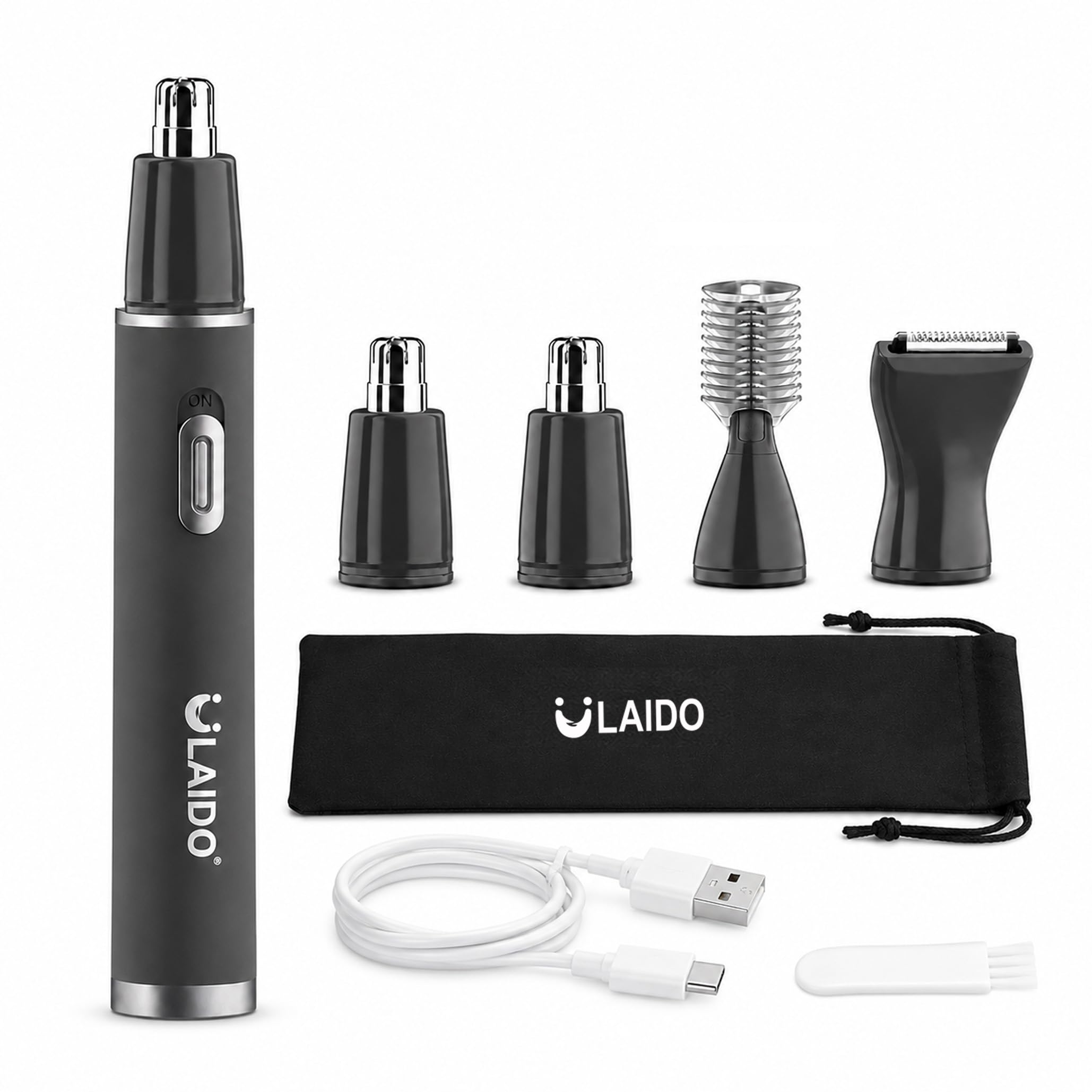 Rasoio per peli del naso per uomini e donne, indolore 3 in 1 da uomo per orecchie e naso, 2025 USB-C ricaricabile per viso e corpo, tagliacapelli con lame ad alta velocità e doppio bordo