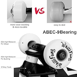 WhiteFang Skateboards for Beginners, Complete Skateboard 31 x 7.88, 7 Layer Canadian Maple Double Kick Concave Standard and Tricks Skateboards for Kids and Beginners (Lighting)
