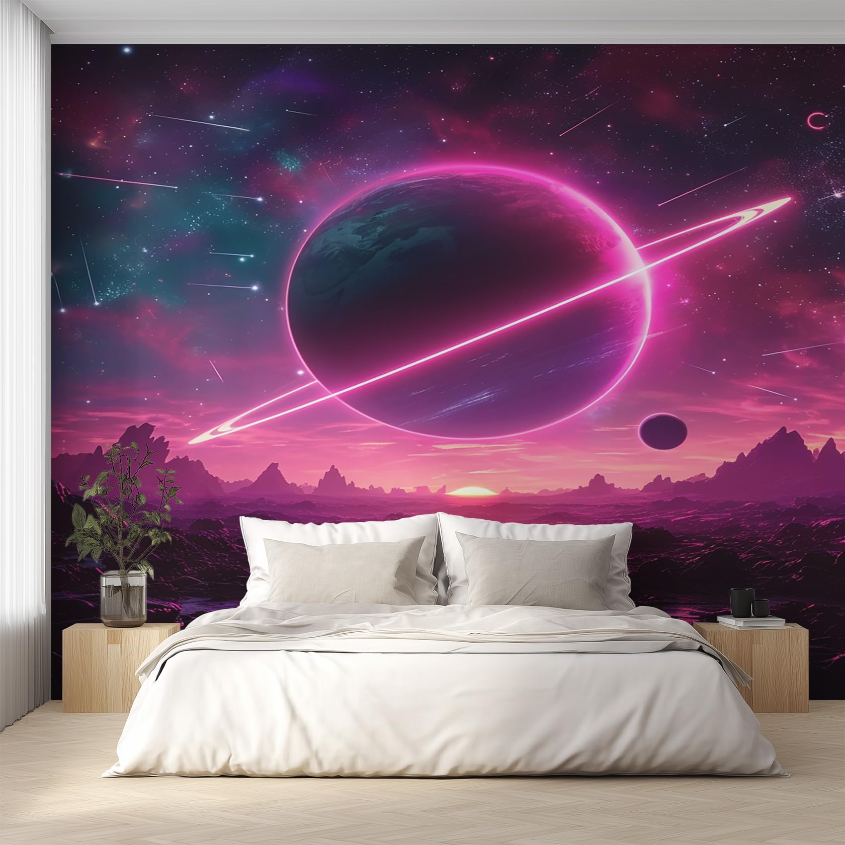 Papier peint panoramique galaxie espace pour chambre enfant et salon déco murale