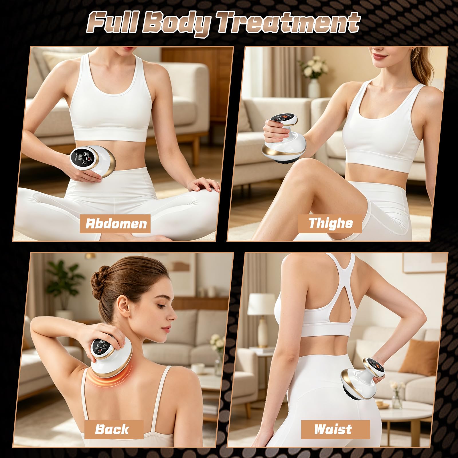 Cellulite Massagegerät, 4-in-1 Anti Cellulite Vakuum Massagegerät, 9 Stufen | Gua Sha, Schröpfen, Körperstraffung Lymphdrainage, 9 Saugstufen & Wärmetherapie Massagegerät für Ganzer Körperteil
