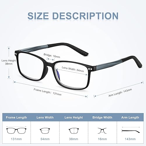 Miniatura 4 de EASY READ 2 pares de anteojos de lectura de estilo deportivo para hombres, rectangulares TR90 con bloqueo de luz azul con bisagra de resorte