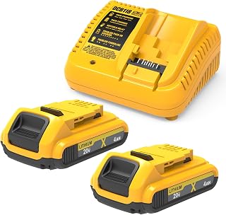 Lightweight Replace for Dewalt Battery and Charger, Compatible with Dewalt 20V Battery DCB200 DCB201 DCB203 DCB204 DCB206 DCB207 and Charger DCB115 DCB118 DCB102 DCB104.