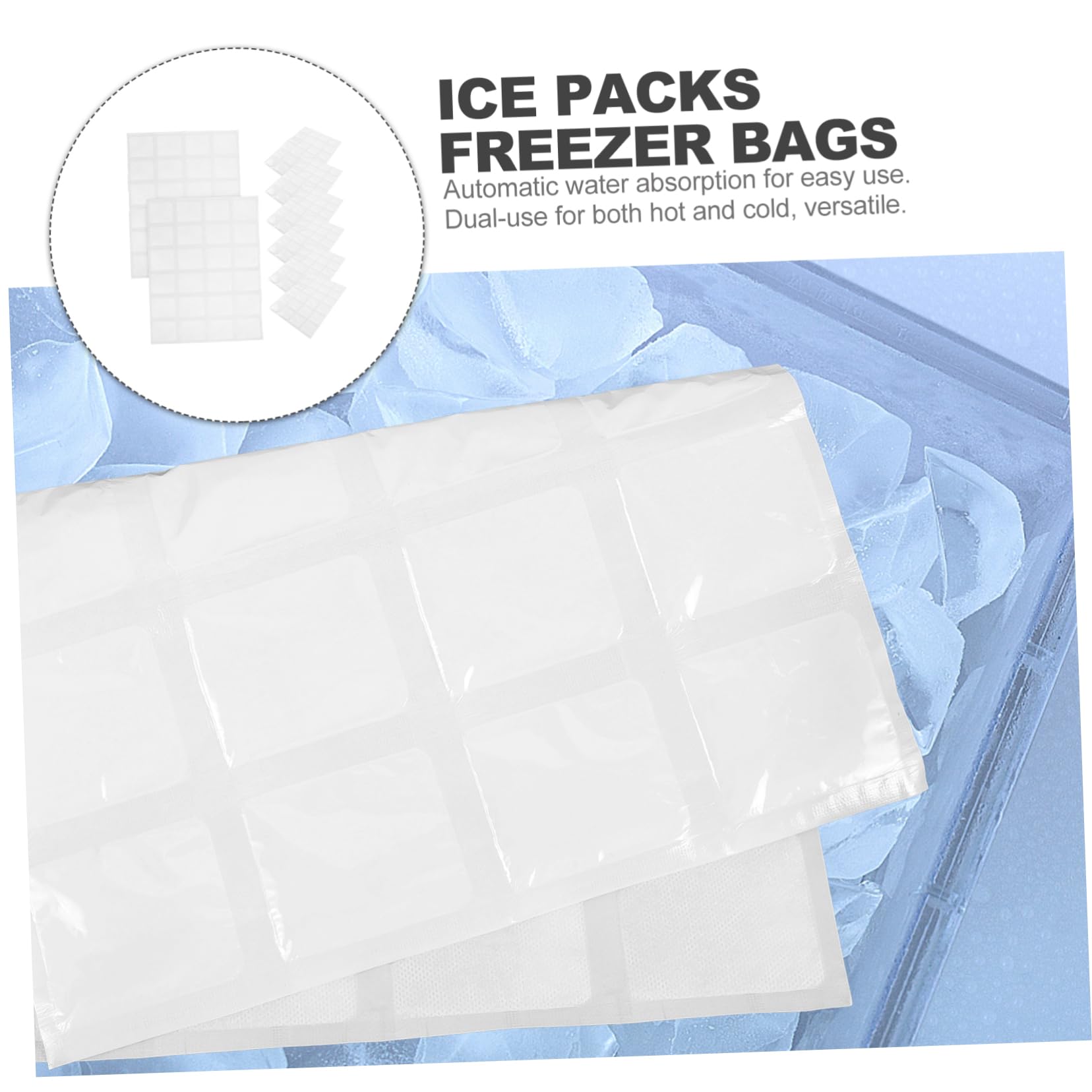Cabilock 120Pcs Reusable Ice Bags for Freezing and Cooling Portable Ice Packs for Summer Outdoor Picnic Shipping and Food Preservation for Restaurants and Coolers