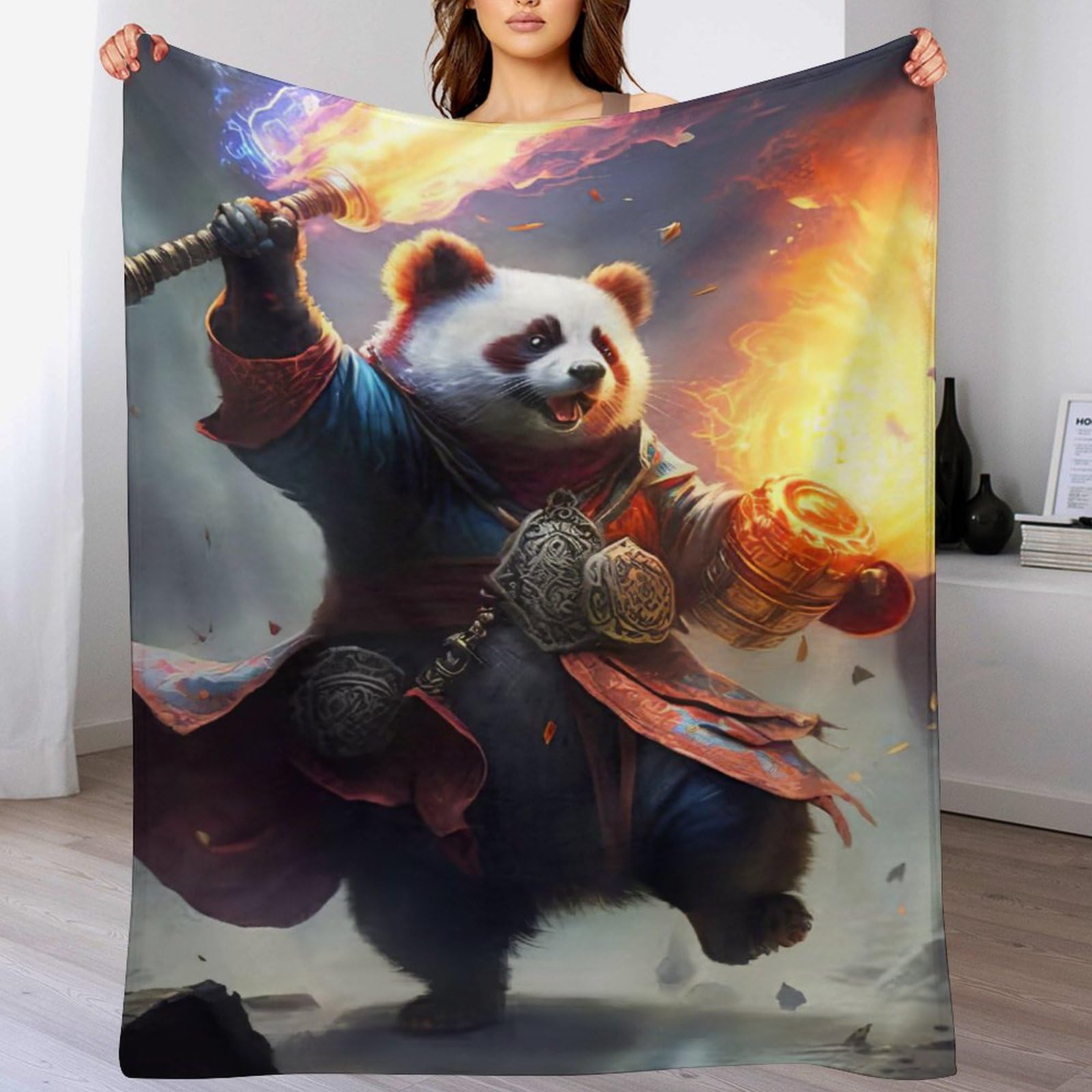 Manta de forro polar Panda para combatir el frío en el sofá con franela cómoda 100x130