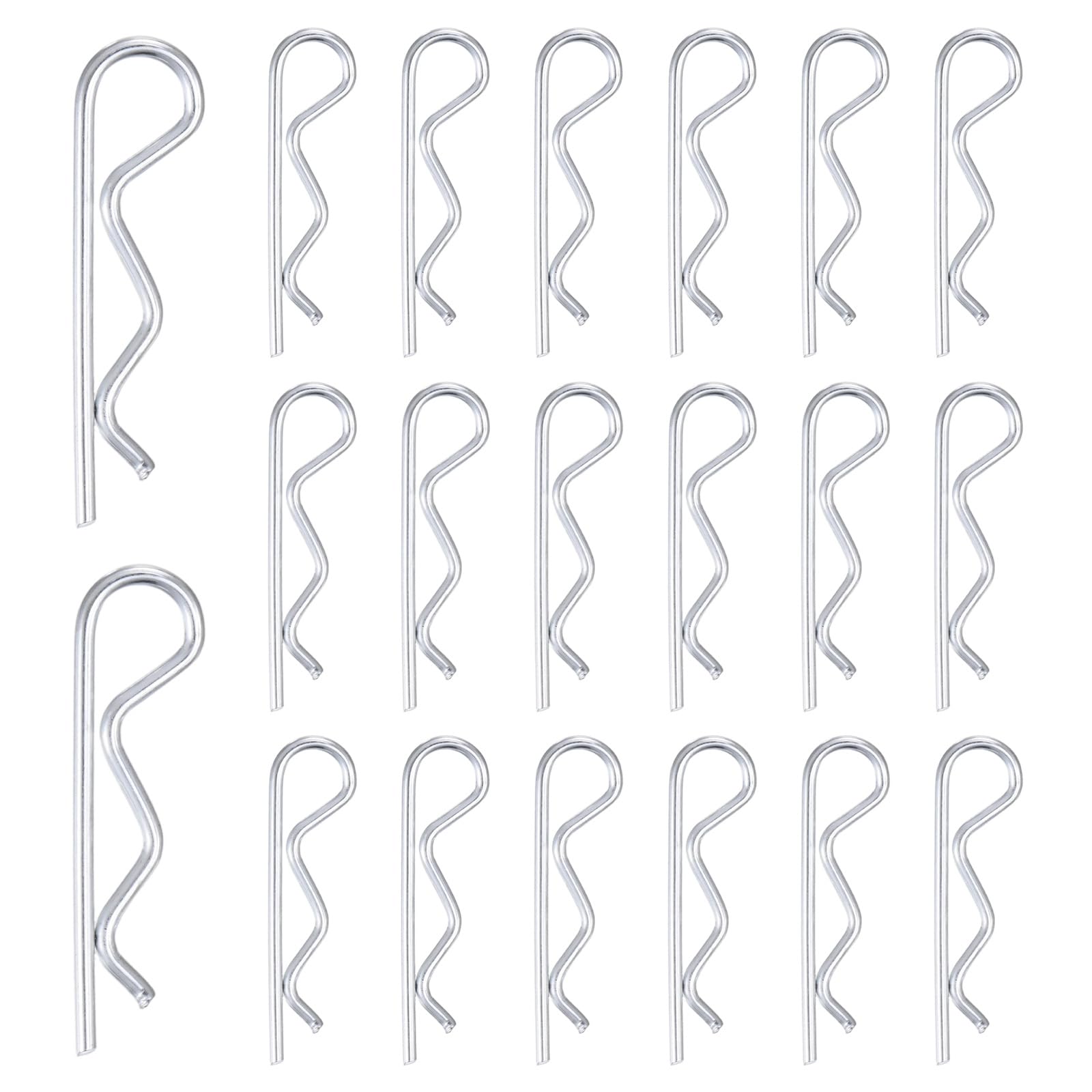 M METERXITY 20-Pack Cotter Pins, 2.5 mm Dia 2.2" Long Spring Steel R Clips for Trailer Locking/Trailer Clamps/Lawn Mowers/Trucks/Mechanics, Spring Fasteners Hitch Pin [Silver]