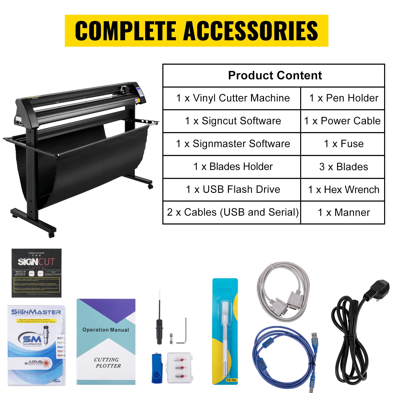 VEVOR Plotter da Taglio Vinile Semiautomatica con Luce Guida a LED, Modello KH-1350A 1350mm Potenza 95W Taglierina per Plotter Vinile per Adesivi per Auto, Segnali Stradali, Palloncini, Caschi, ecc.