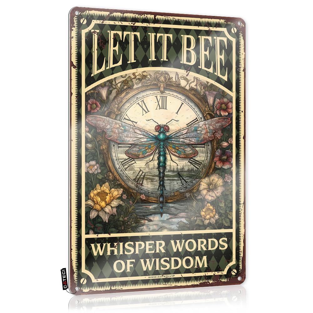Fzfn Colour Farmhouse Signs Decor For Man Cave Drive Nice Haves Whisper Words Of Wisdom Let It Be Dragonfly - Easy To Hang Art(20X30cm)