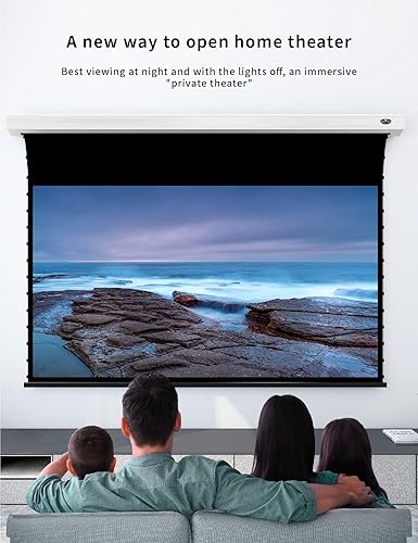 Miniatura 5 de VIVIDSTORM - Pantalla de proyector, delgada eléctrica tensada con pestañas desplegable, con pantalla de cine blanca, techo y pared de carcasa