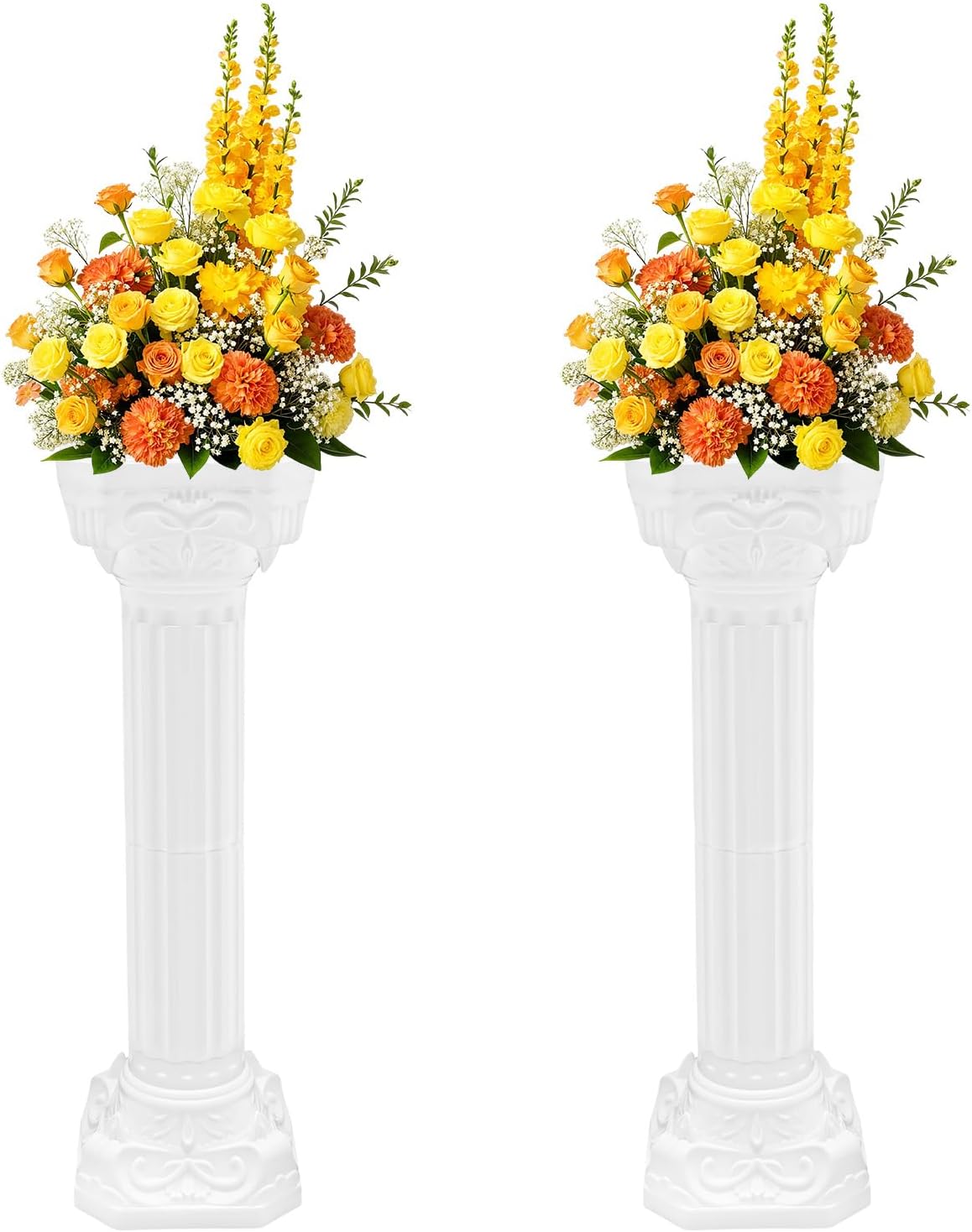 Wedding Roman Column Stand, 2Pcs Resin Greek Pillars for Event & Party Decor, Lightweight Decorative Roman Pillar, 35-inch Floor Standing​