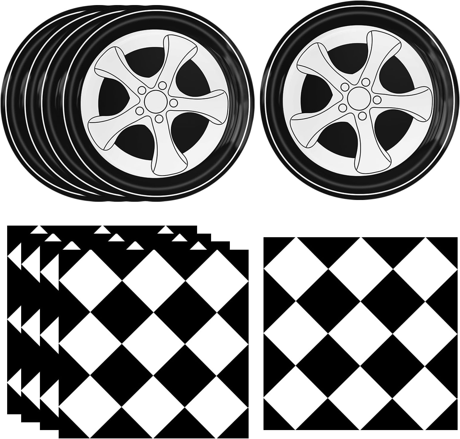 KHAIVI 40PCS Race Car Birthday Party Supplies racing themed party tableware Include Plates Napkins Disposable Dinnerware Race Car Decor For Kid Baby Shower Birthday Decorations, 7