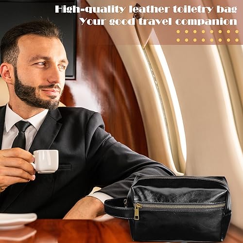 Miniatura 4 de Hillban Juego de 6 bolsas de regalo para padrinos de boda, bolsa de aseo de cuero resistente al agua, bolsa de afeitar para padre, abuelo, marido,